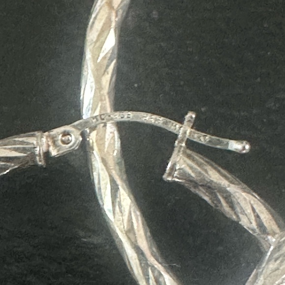 Two Sets Gorgeous Stamped Sterling Silver Hoops - Picture 2 of 5